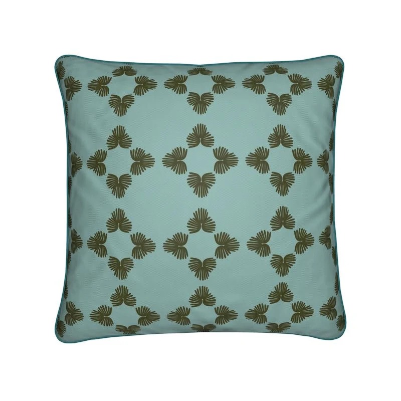Fanned Fauna in Parisian Blue with Kingfisher Piping